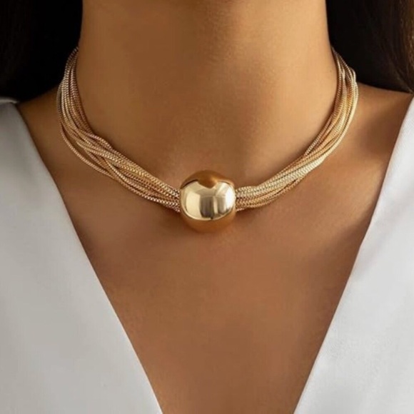 Fine jewelry Jewelry - 24k Gold Plated Bold Gold Bead Choker new